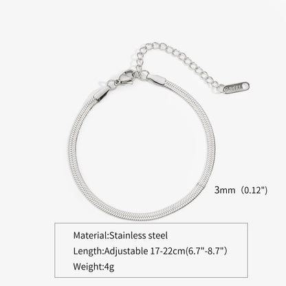 Gold Silver Color Stainless Steel Flat Chain Bracelet For Men Retro Jewelry Trendy Accessories Women Wrap Bangle