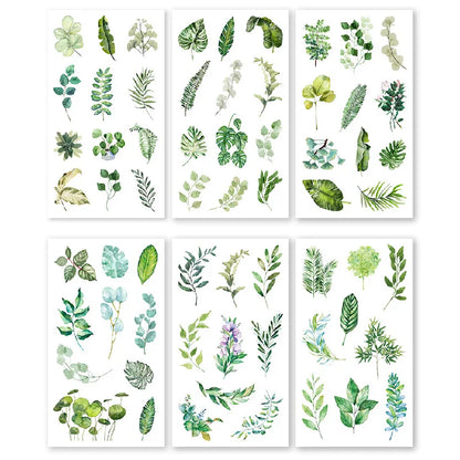 6pcs Leaf Flower Stickers Japanese Accessories for Kids Dessert Diary Decorating Pretty Stationery Feather Decoration Supplies