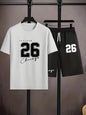 Summer Men's Chicago-Themed Relaxed Set Size 32 Printed T-Shirt and Shorts Set Adult Sports Casual Plus Size Two-Piece Set