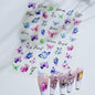 1PC 5D Macaron Flower/Fruit Nail Charms Sticker Embossed Bear/Rabbit/Letter Nails Slider Decals Summer Adhesive Manicure Decor&Y