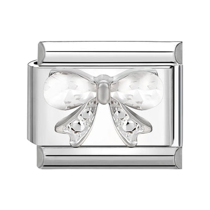 New Shiny Zircon Heart Butterfly Flower Star Bow Italian Charm Links Fit 9MM Stainless Steel Bracelet Girls' DIY Making Gift