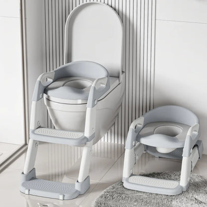 Kids Toilet Step Stool Potty Training Seat with Ladder Boys Girls Baby Toilet Seat Adjustable Step-on Stool for Adult Toilet