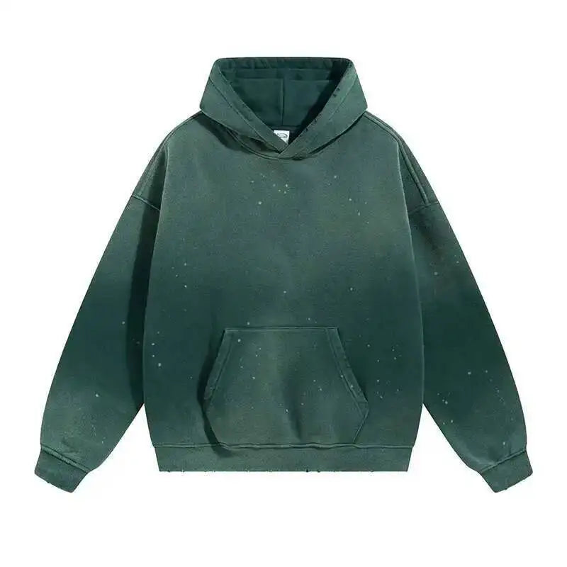 IEFB Washed Male Set Sweatshirt Sweatpants Splash-ink White Spray Dye Velvet Hoodies Autumn Spring New Trendy Male Wear 9W125