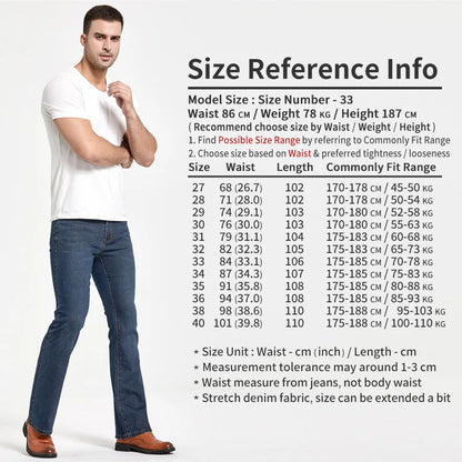 LGRG Mens Boot Cut Jeans Slightly Flared Slim Fit Blue Black Trousers Designer Classic Male Stretch Denim Pants