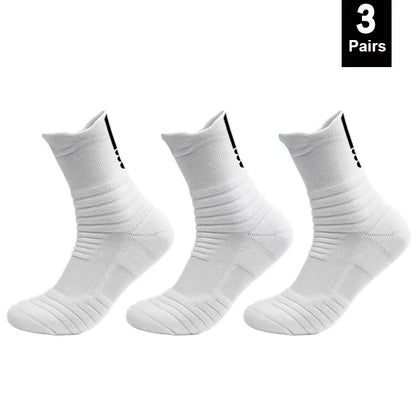 6/3/1 Pairs Men's Compression Socks Breathable Basketball Sports Cycling Socks Moisture Wicking High Elastic Tube Socks