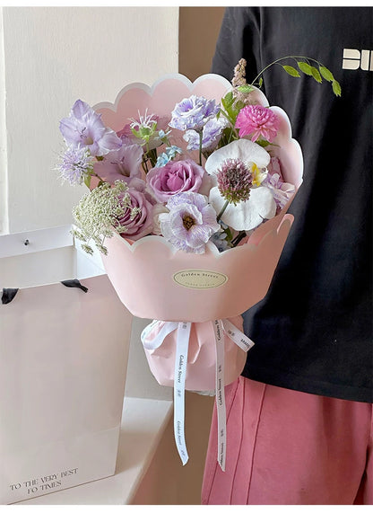Valentine'S Day Aesthetics Wave Border Flower Wrapping Paper Art Dopamine Butterfly Bouquet Korean Wrapping Paper For Flowers