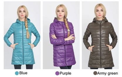 Women Spring/Autumn Ultra Lightweight Quilted Jacket 2023 New Woman Water and Wind-Resistant Big Size women Hoodies coat
