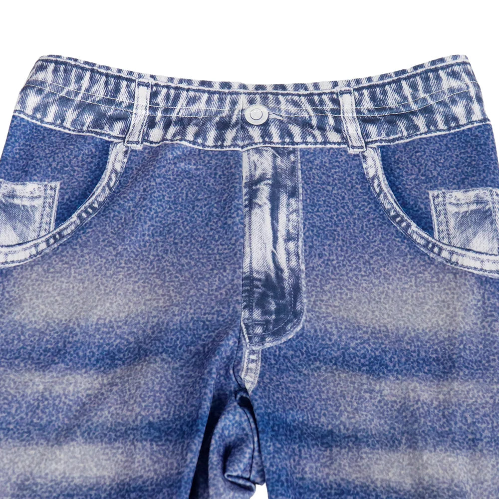 Nadanbao 3D Jeans Print Leggings Women Blue Grey Denim Pattern Pants Soft Slim Tights Sports Fitness Trousers Casual Streetwear