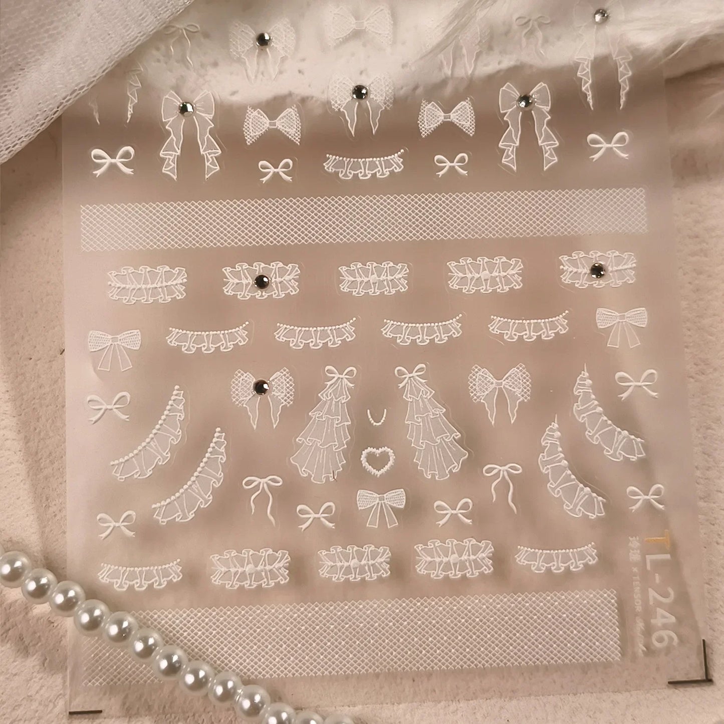 Bohemian Pattern Colorful Love Heart Moon Pearl Crystal Rhinestone 5D Nail Art Sticker Self Adhesive Decoration Manicure Decal