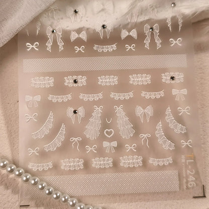 Bohemian Pattern Colorful Love Heart Moon Pearl Crystal Rhinestone 5D Nail Art Sticker Self Adhesive Decoration Manicure Decal