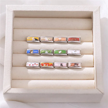 2025 New Women's Gift Cute Rabbit Cat Dogs Italian Charms Links Beads Fit 9mm Stainless Steel Modular Modular Bracelet Jewelry