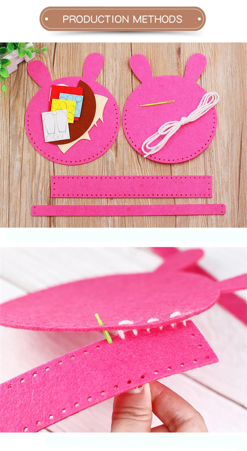4Pcs Children Cartoon Non-woven Handicraft Toys Kids Handmade Bag DIY Animal Flower Handbags Crafts Art Sewing Toy Craft Decor