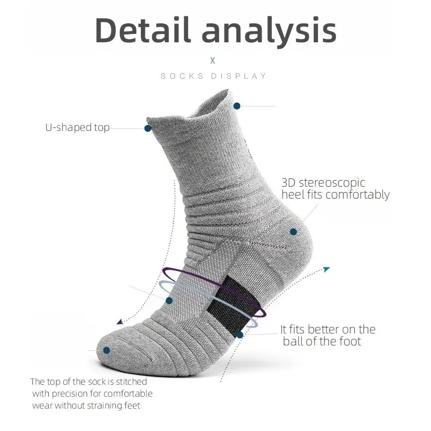 3pairs/Lot Men's Socks Compression Stockings Breathable Basketball Sports Cycling Socks Moisture Wicking High Elastic Tube Socks
