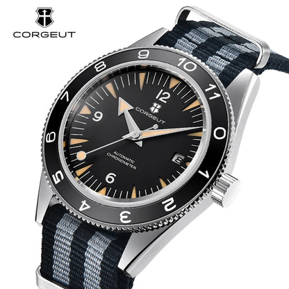 41MM Sapphire Glass 100m Waterproof Japan  Automatic Luminous Mens Watch Nylon Strap