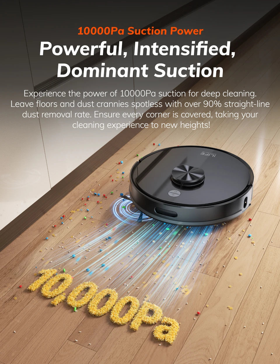 ILIFE T20s Ultra Robot Vacuum Cleaner with Self-Emptying Station, 10000Pa Suction, 4600mAh Battery, 300 Min Max Runtime