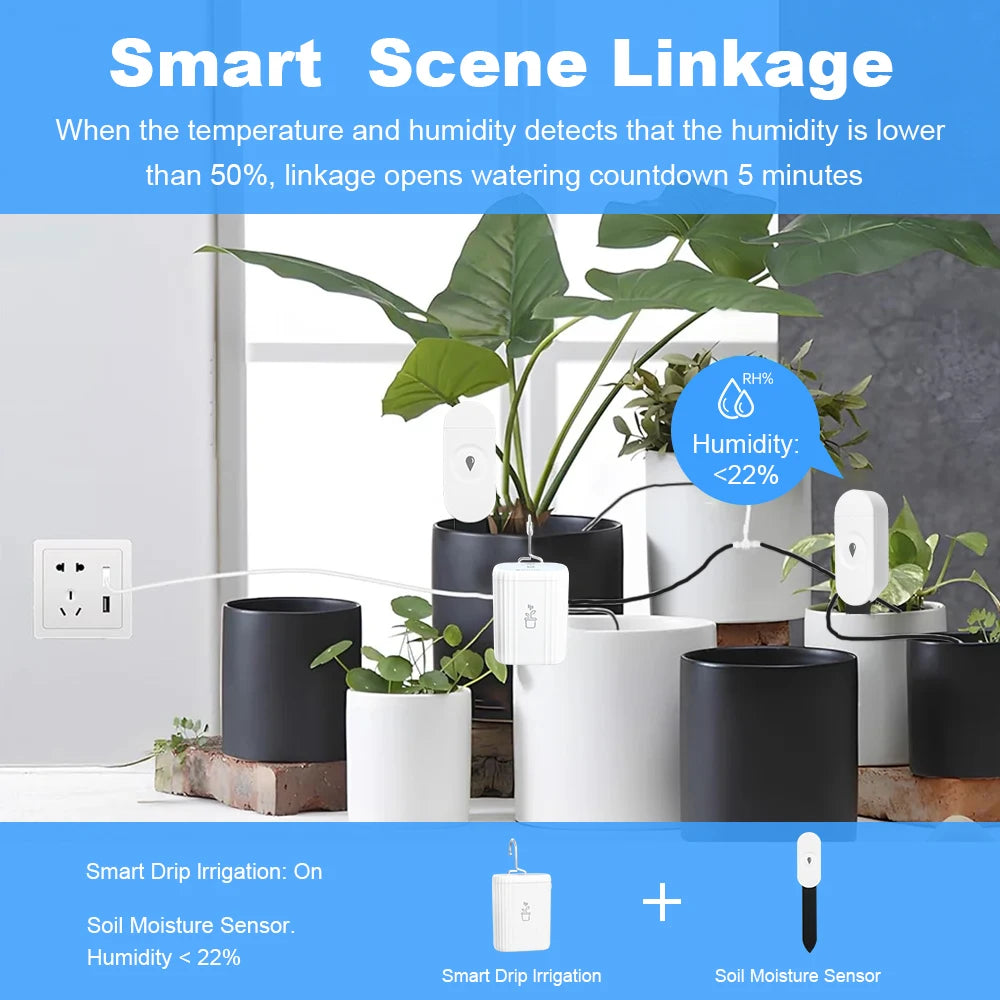 WiFi Smart Life Automatic Drip Irrigation System Kit Garden Irrigation Controller Plant Phone APP Control Watering Timer Device