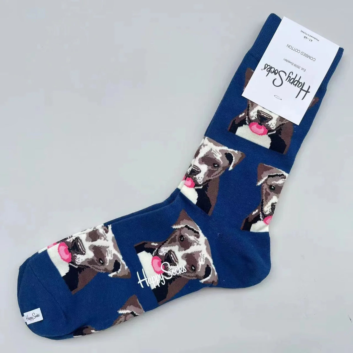 Happy Socks Men's Mid-tube Socks Four Seasons Pure Cotton Classic Socks SIZE 41-46