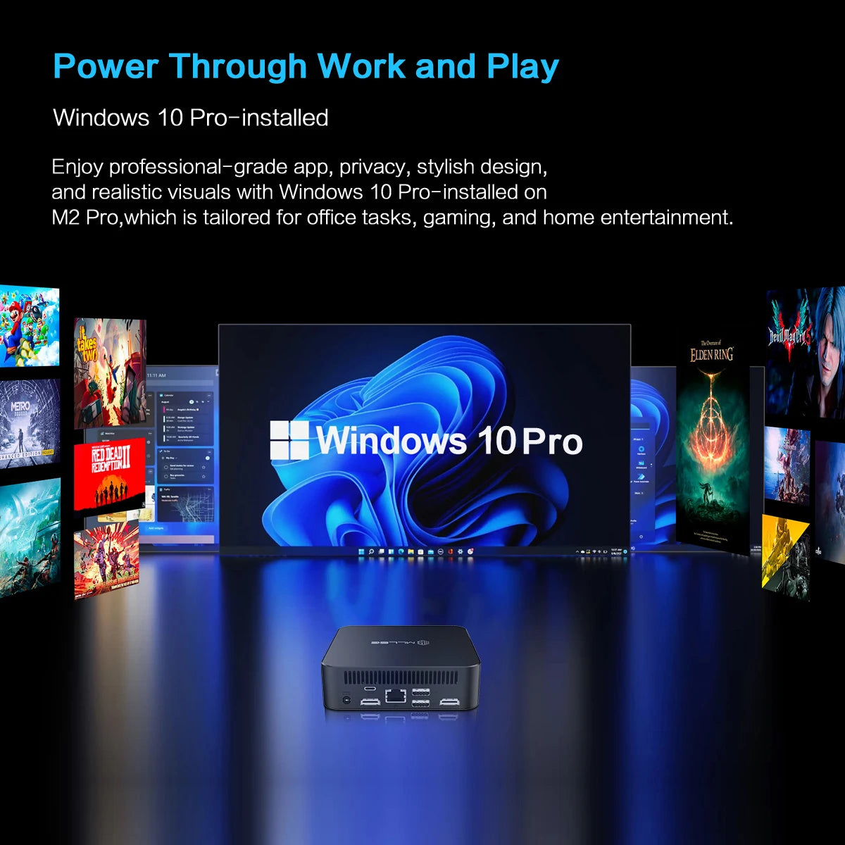 Mini PC MLLSE M2 Pro, processor Intel J3710, 8 GB RAM, ROM Go, Wi-Fi 5, BT 4.2, Windows 10 miniature desk computer