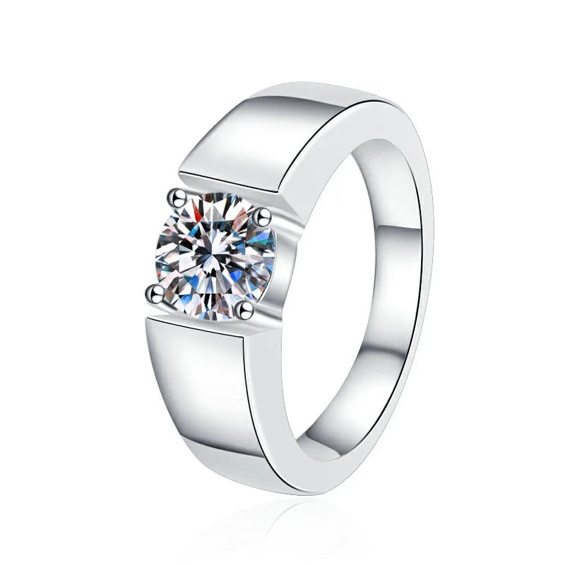 Moissanite Couple Ring For Women Man 925 Silver Stone Match Dia Wedding Band Bride S Sterling Silver White Gold 2.00ct