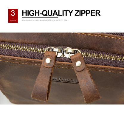 CONTACT'S Genuine Leather Men's Messenger Bag Vintage Sling Shoulder Bags for 7.9" iPad Mini High Quality Male Crossbody Bag Men