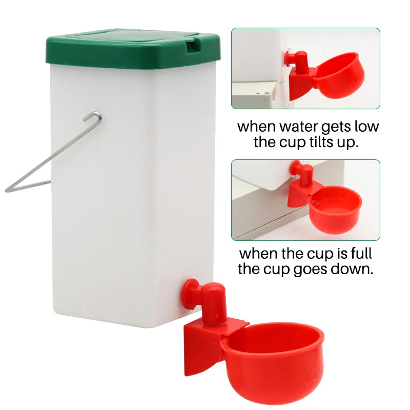 1000ml Rabbit Water bottle with Red Water Bowl Poultry Chick Auto Automatic Drinker for Chicken Duck