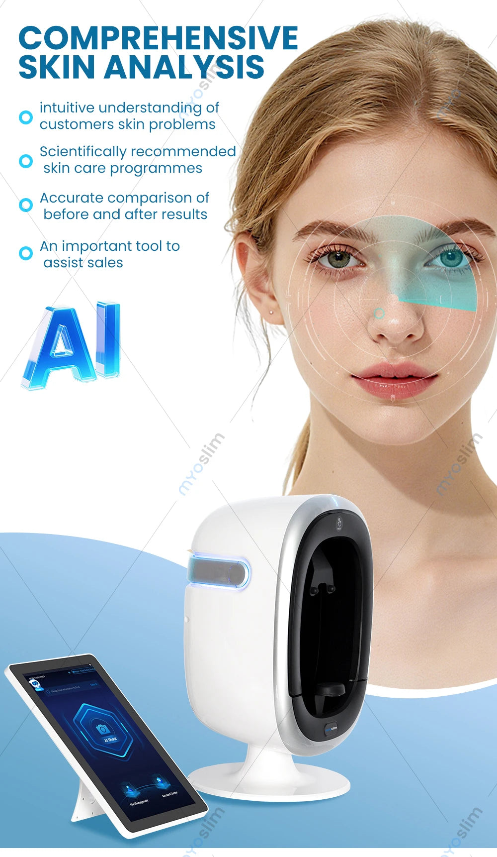 3D Skin Scanner Care Facial Analyzer Monitor Machine Magic Mirror Portable TestingEnglish Detector Face Camera Test Analysis