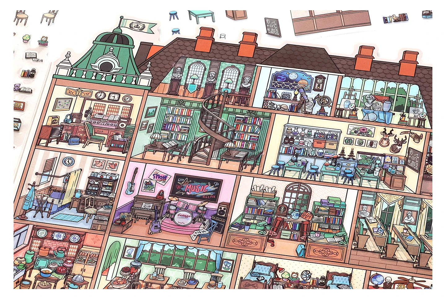 Kawaii College of Fine Arts 3D Candy Apartment Landscape Sticker  DIY Pocket Cabin Scene festival gift