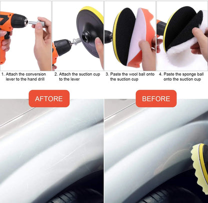 8Pcs 3-7Inch Foam Polishing Pad Set Thread Buffing Disc with Drill Adaptor for Auto Car Polisher Detailing Power Tools