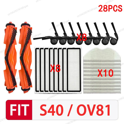 For Xiaomi S40 / OV81 Robot vacuum cleaner Accessories Main Side Brush Mop Cloth Hepa Filter Dust Bag Replacement Spare Parts