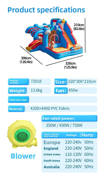 Doctor Dolphin Animal Inflatalbe Bounce House Jumping Castle With Slide Ball Pool Bouncy Castle For Kids Birthday Gift Toys