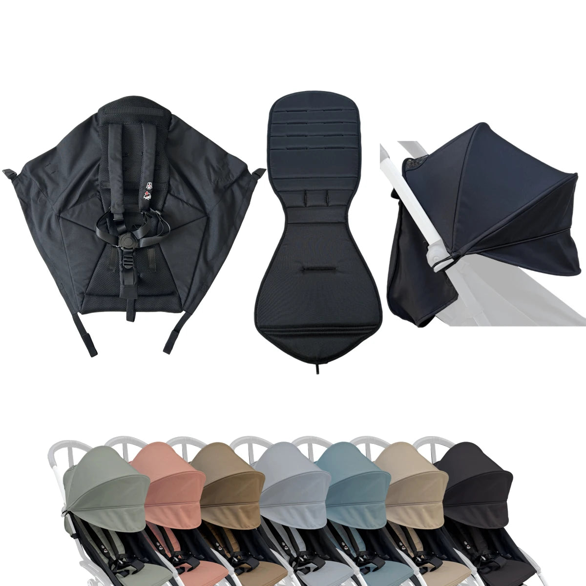 MomTan Stroller Accessories Replacement Set Extended Canopy & Seat Cushion & Seat Base For Babyzen YOYO Series & Stokke YOYO3