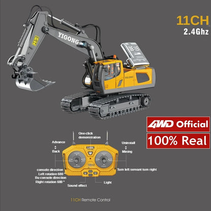 4WD Remote Control Excavator 4x4 Alloy Dump Truck Bulldozer Radio Model RC Car Construction Vehicle with Lights Sound Toy Gift