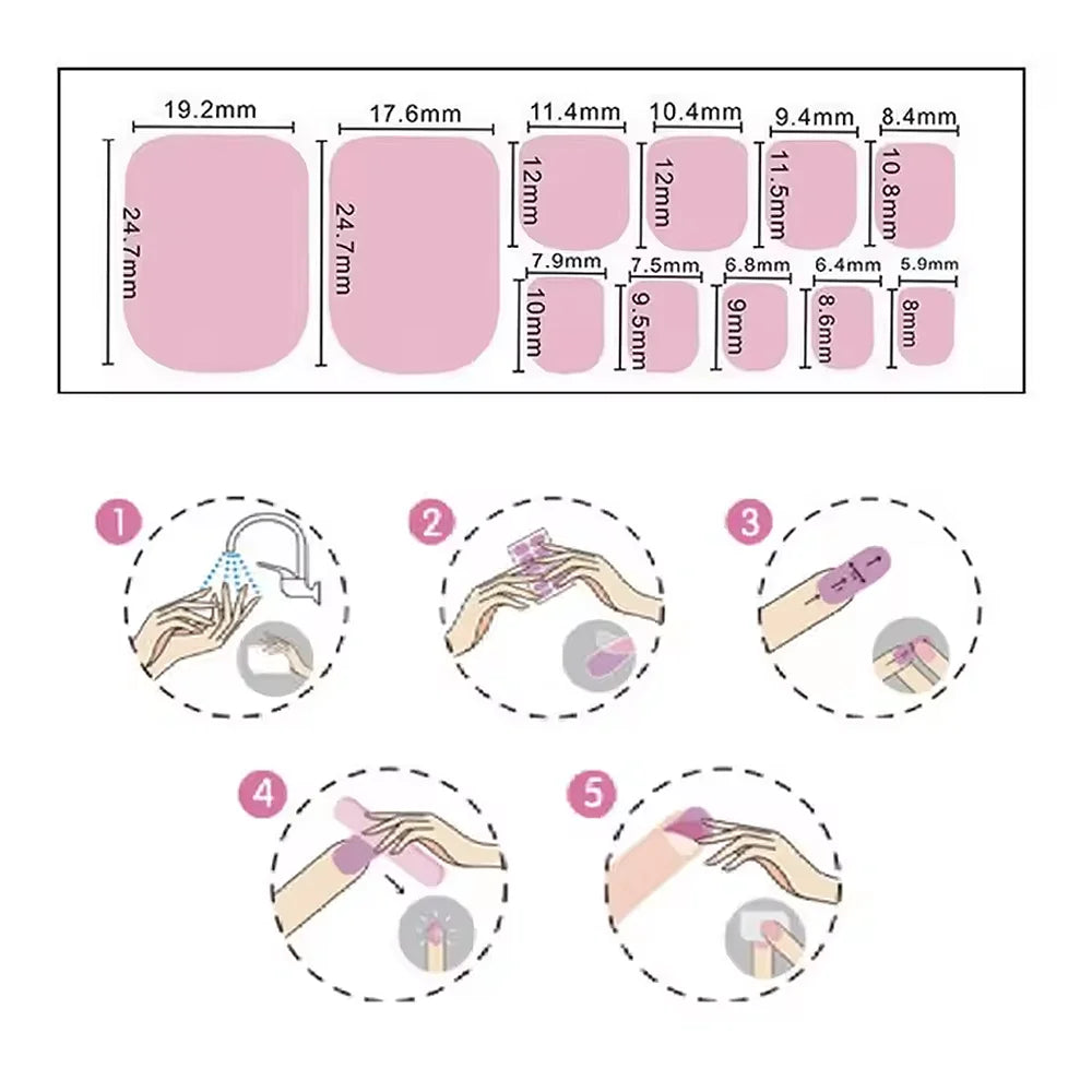 22Tips Solid Color Self-adhesive Gel Stickers for Toe Nails Waterproof Long-lasting Toenail Stickers Toe Full Cover Toenail Wrap