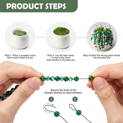 DIY Craft Succulent Plant Glass Bead Set for Handmade Jewelry Ornament Making Supplies with Leaves and Flower for Art Decoration