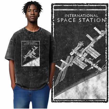 SA ASTRONAUT SPACE THEMES Printed Cotton Acid Washed Graphic Unisex T Shirt Cool Streetwear Men Tshirts Big Size Tee for men