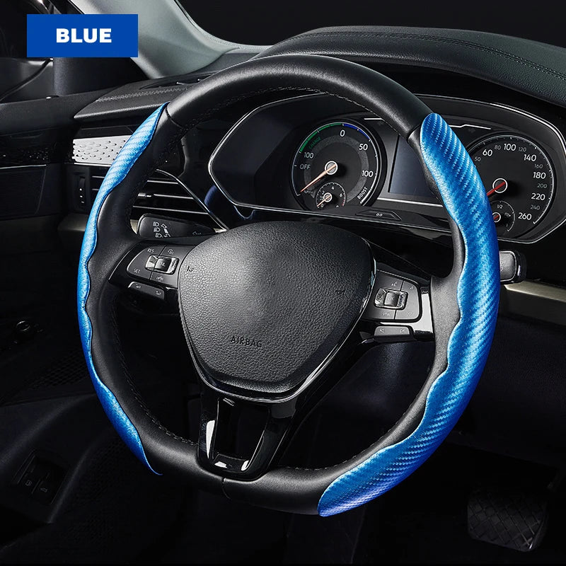 Universal Non-Slip Carbon Fiber Car Steering Cover Steering Wheel Booster Cover for Car Anti-skid Accessories