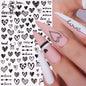 Black and White Love Flowers Line Art 3D Stickers Nail Decals Nail Art Accessories Butterfly Rose Nail Stickers Nail Sliders