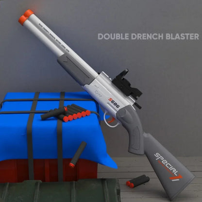 S686 Double Barrel Soft Bullet Toy Gun, Dual‑Shot Foam Dart Launcher with Sight Manual Loading Shooting Toy for Outdoor Game