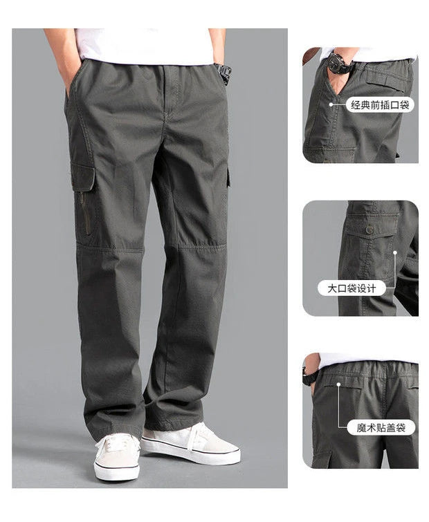 Men's Cargo Pants Loose Straight Pants Plus Size Clothing Work Wear Korean Japanese Joggers Homme Sports Cotton Casual Trousers