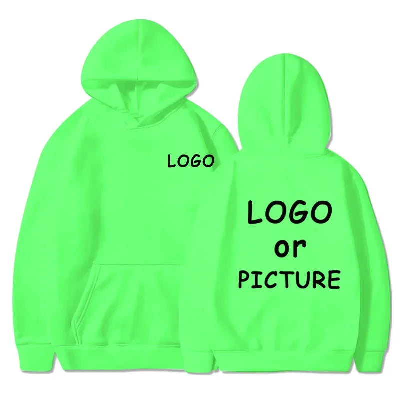 Custom logo printed men's women's casual hoodies, long sleeve hoodies autumn and winter, personalized street style sweatshirts.
