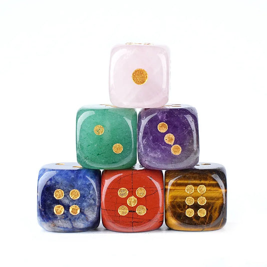6pc 1.5cm Natural stone amethyst dice Agate tiger eye stone particle Guess the number of points gift good new wholesale