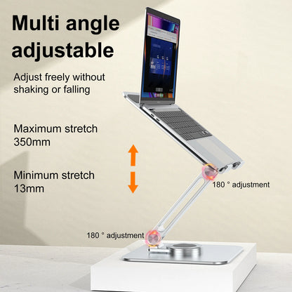 360° Rotatable Stand Metal Aluminum For Laptop Holder Adjustable Anti-Slip Silicone Base Stability for Tablet ﻿Portable Monitor