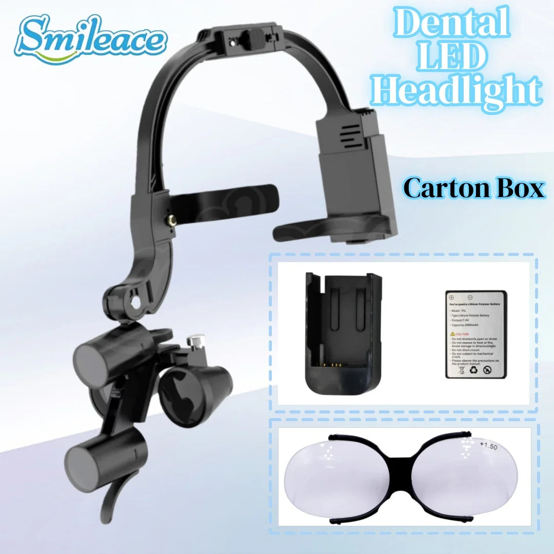2.5X 3.5X Binocular Dental Loupe Magnification Headlamp with Single Battery Surgical LED Headlight for Dentist Medical Lamp