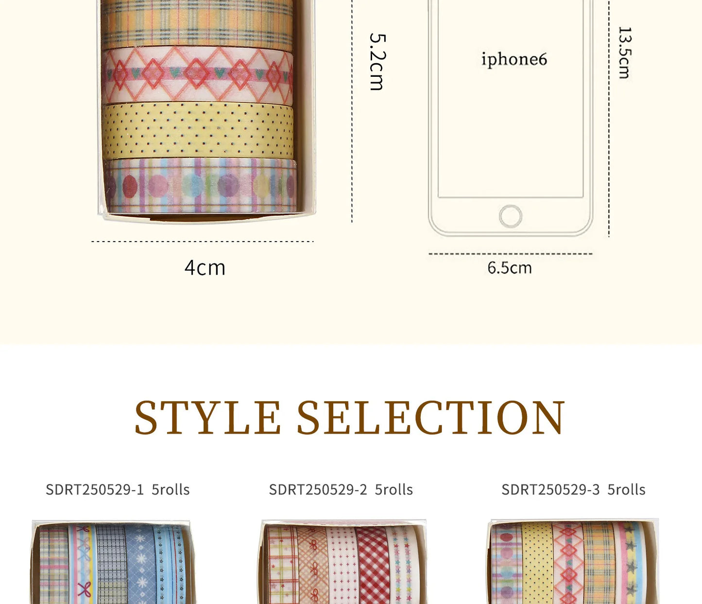 MINKYS 5pcs/set Basic Grid Star Decorative Tape Cute Cartoon Creative Washi Tape School Stationery