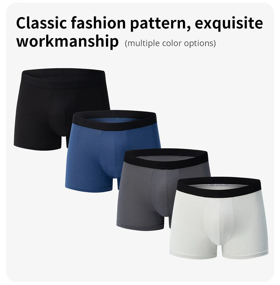 4 Pack Europe And America Size Men'S Solid Color Sexy Boxer Underwear Antibacterial Breathable Plus Size Men'S Shorts Underwear