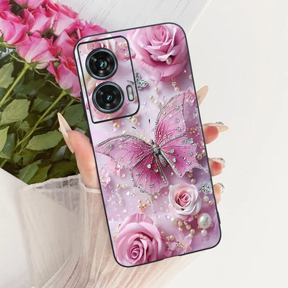 Case For Motorola Edge 50 Fusion Cover XT2429-1 Popular Flower Soft Black Silicone Phone Cases For Motorola G96 5G MotoG96 Funda