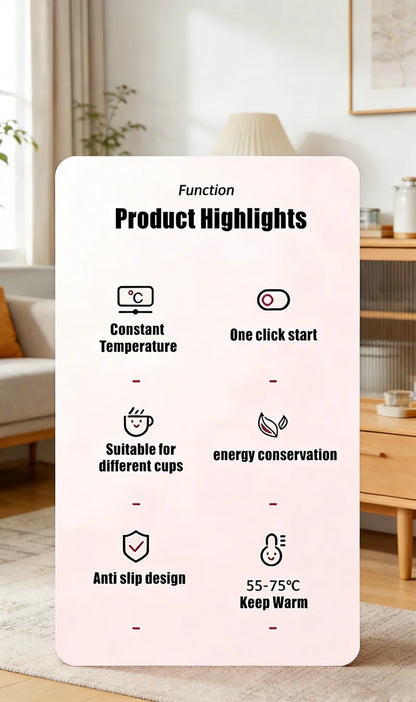 USB Thermostatic Heating Coaster for Home 3-Speed Adjustable Constant Temperature 55-65-75 Degrees Cappuccino Warmer