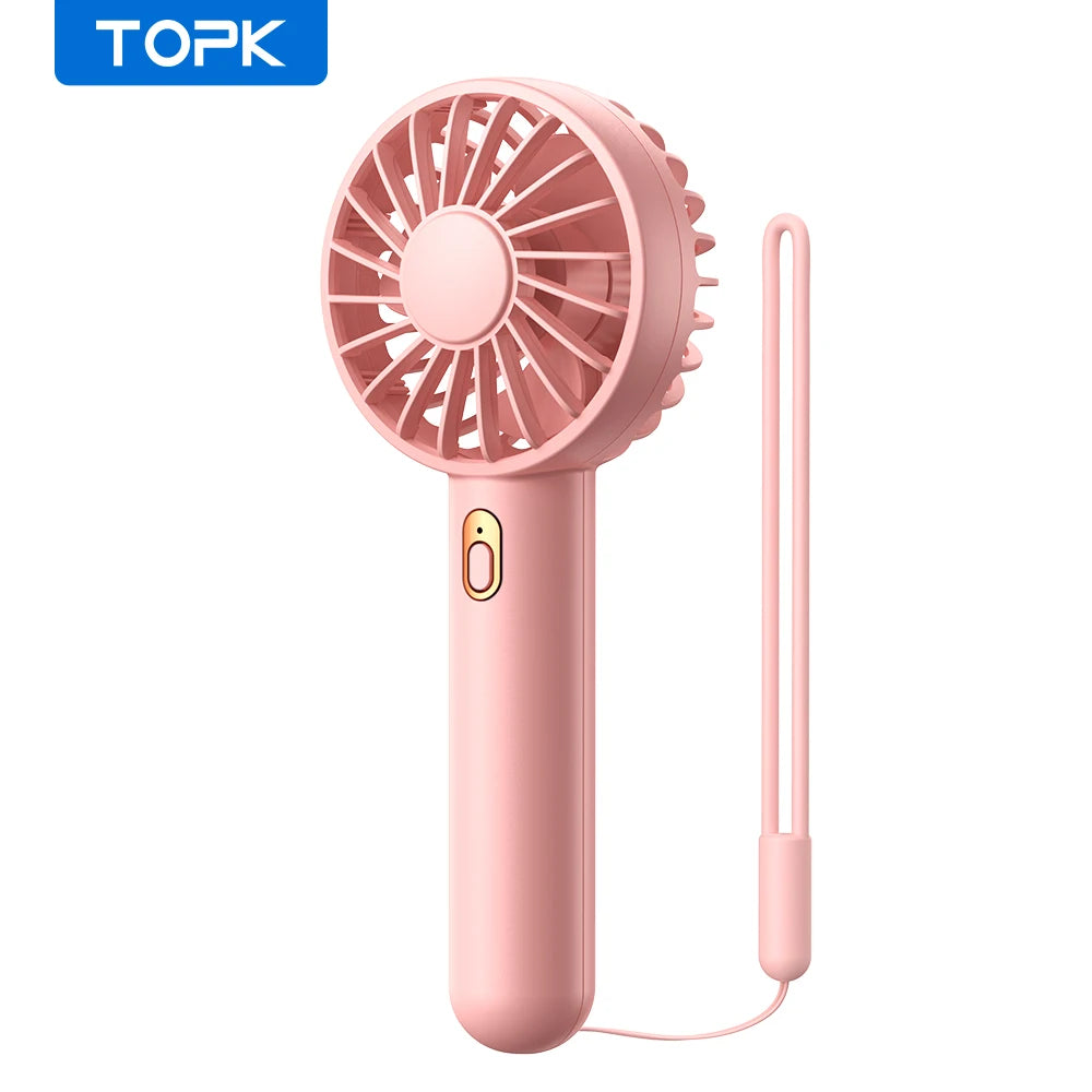 TOPK 1800mAh Rechargeable Mini Portable USB Fan [3-9 Working Hours] Personal Hand Fan table Cute Design Standing fans for room