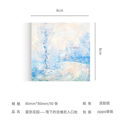 Painting Memo Pad Monet Van Gogh No-sticky Note Decal Scrapbooking DIY Notepad Diary Stationery School Supplies