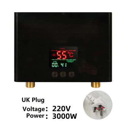 110V 220V Instant Water Heater Kitchen Bathroom Wall Mounted Electric Water Heater Hot Water Shower with LCD Temperature Display